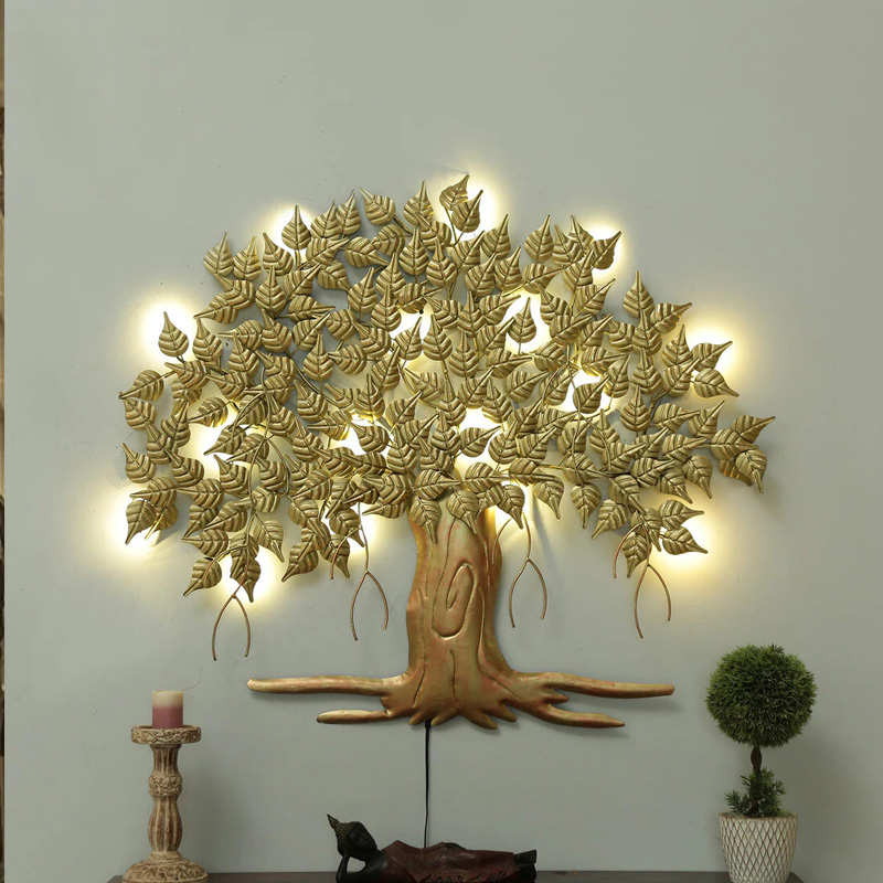 Wall Decor Golden Mounted Tree with led