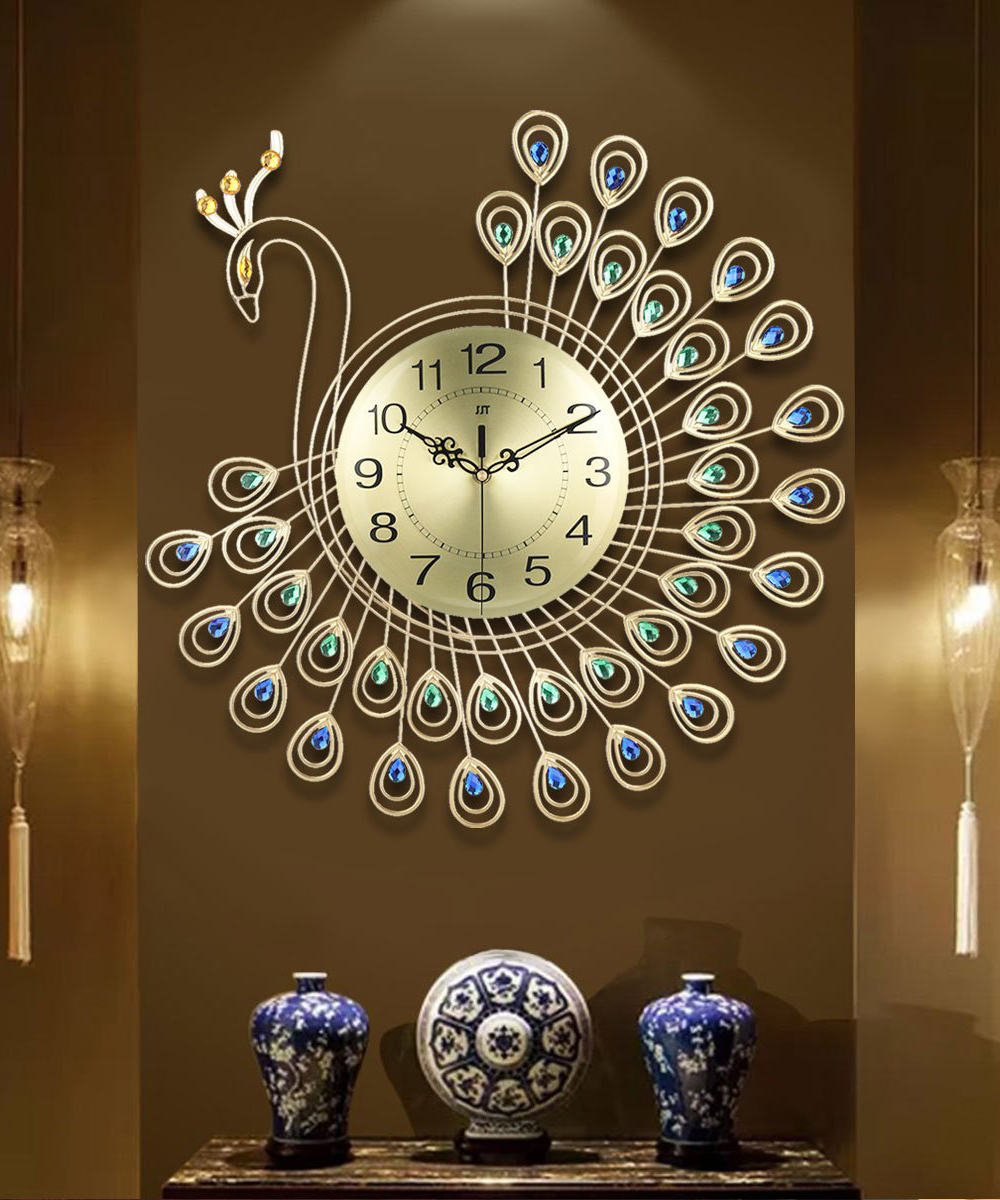 Metal-Handmade-Peacock-Wall-Clock