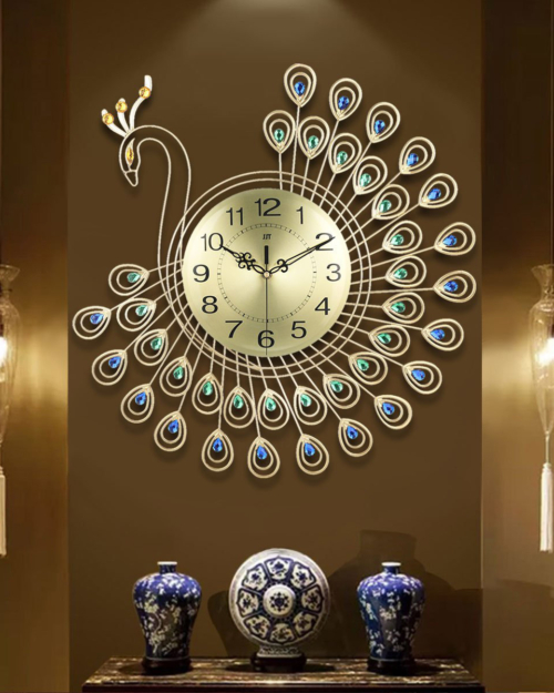 Metal-Handmade-Peacock-Wall-Clock