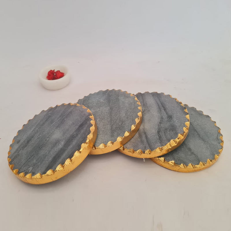 Grey Marble Coasters with golden edges