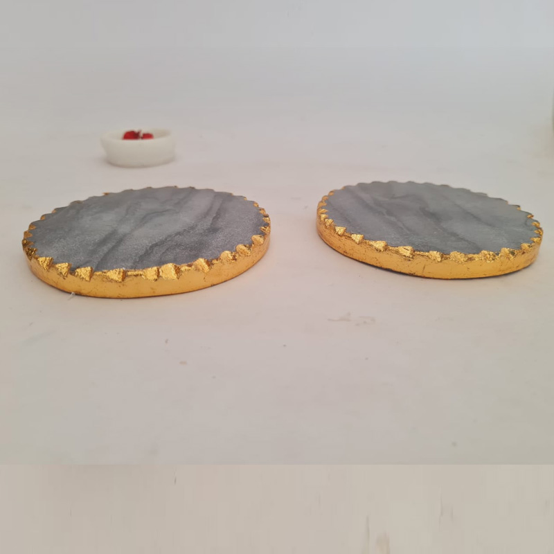 Grey Marble Coasters with golden edges